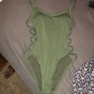 Olive Green One One Piece Bathing Suit